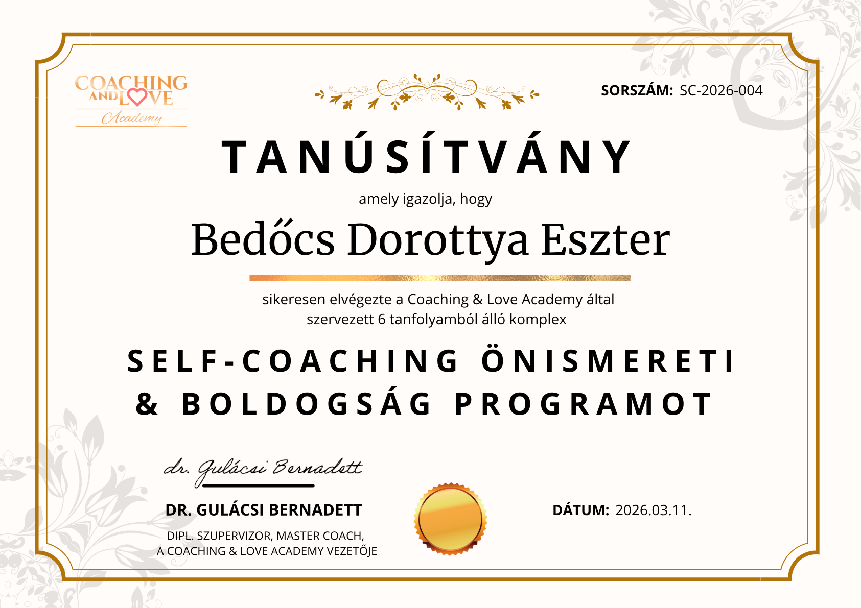 Self- Coaching Önismereti és Boldogság Program